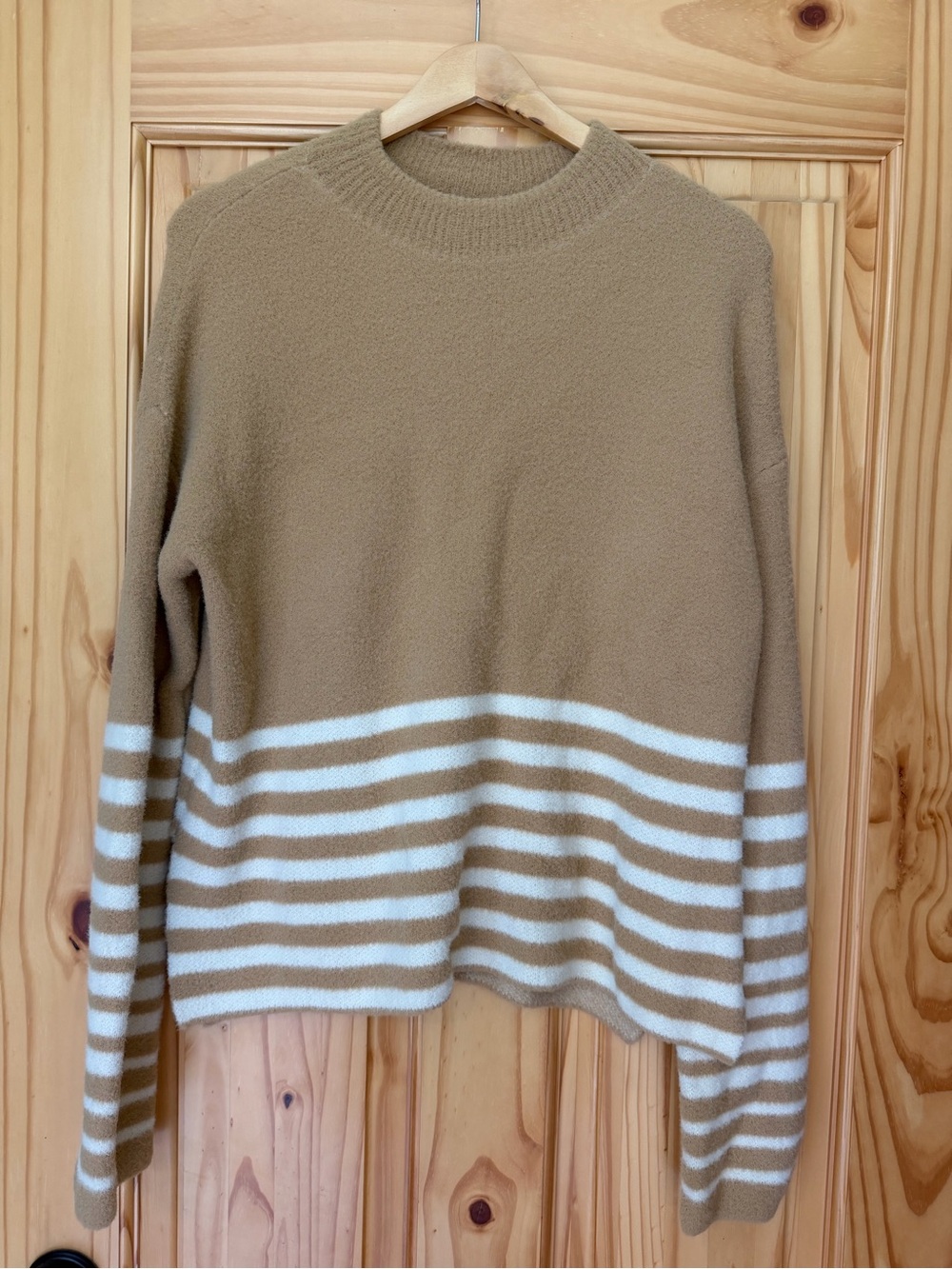Carve Designs Cozy Striped Sweater - Camel & White
